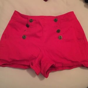 Red high waisted shorts