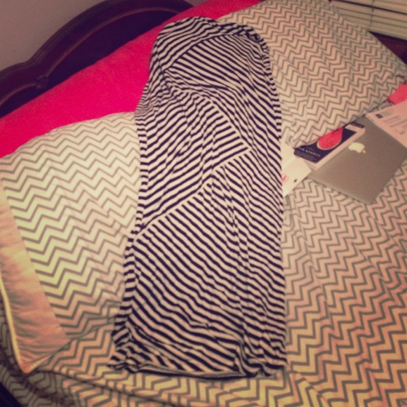 Black and white striped maxi skirt