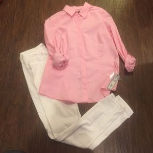 NWT pink button down shirt