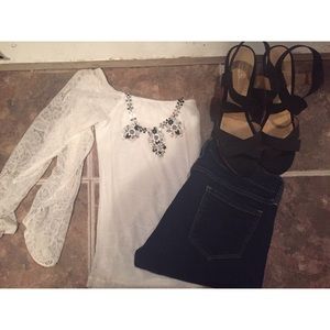 Off the shoulder white lace top