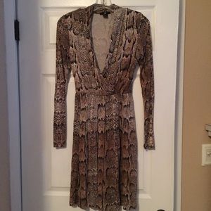 Snake print wrap front dress