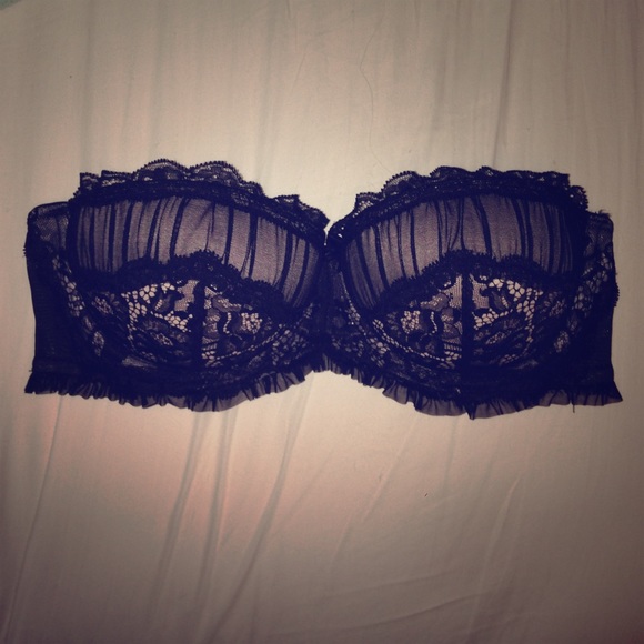 Sexy black push up Lace strapless bra
