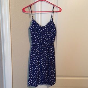 Blue flower printed summer dress
