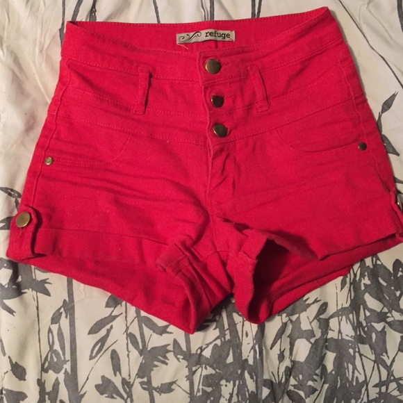 High waisted red shorts