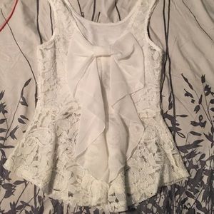 Peplum white lace top