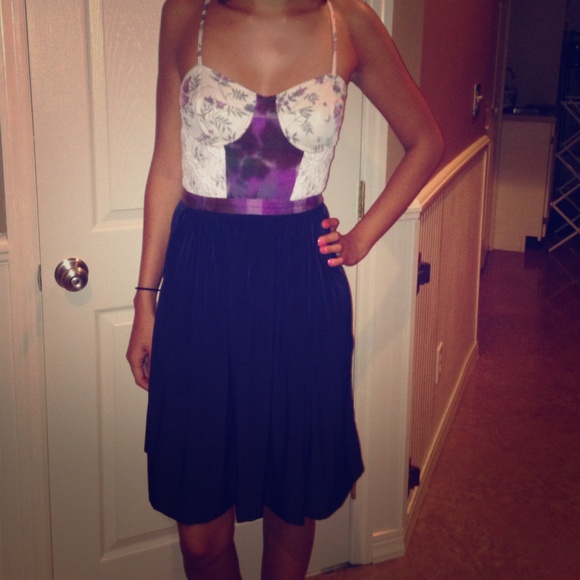 Crochet flower print corset cocktail dress - Picture 1 of 4