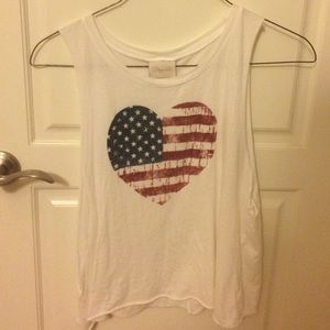 American flag heart muscle tank