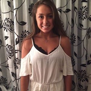 White cold shoulder romper!