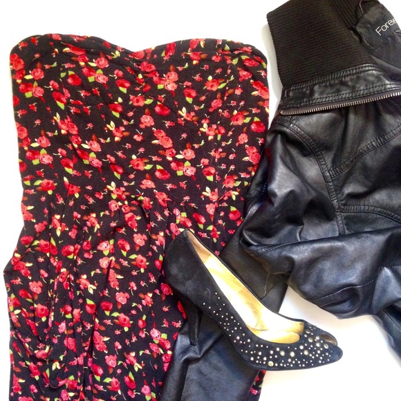 Pacsun strapless rose dress - Picture 1 of 3