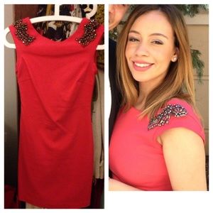 Zara dress in deep coral