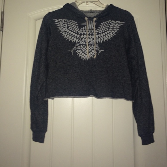 Dark Grey Cropped Hooded Sweater