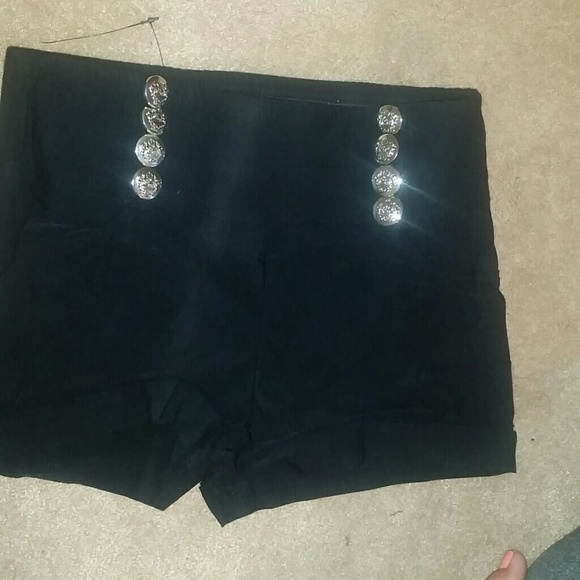 High Waist Sailor Shorts -Black