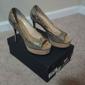 Giuseppe Zanotti Gold Snake Skin Print Heels