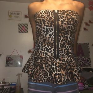 strapless cheetah print top.