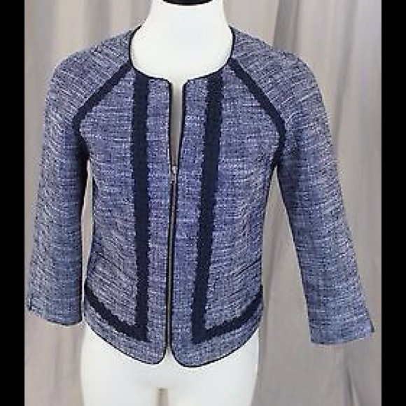 J. Crew Jackets & Blazers - 💥50% OFF💥J. CREW Navy Tweed Cropped Jacket Sz 6