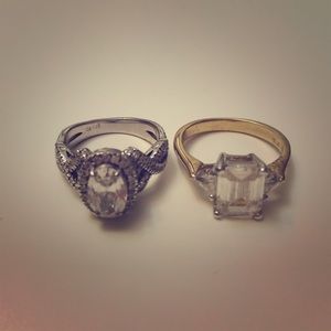 2 CZ Sterling Silver Rings