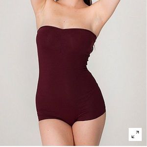 AA Cotton Spandex Jersey Strapless Ruched Bodysuit