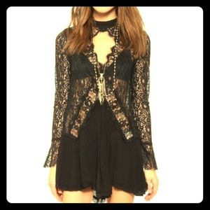 Long sleeve laced black tunic free people dress