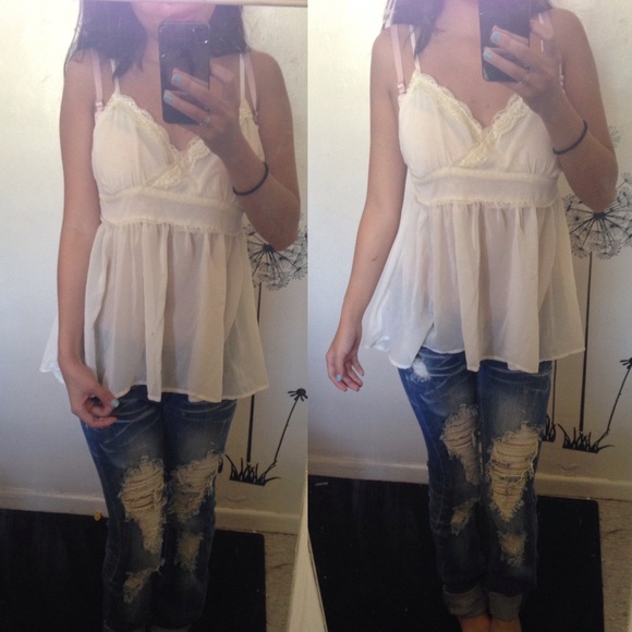 Blush see through top