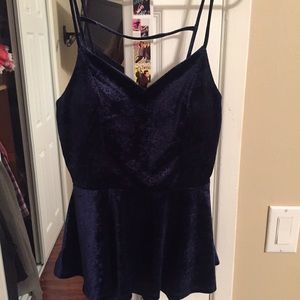 Blue velvet blouse
