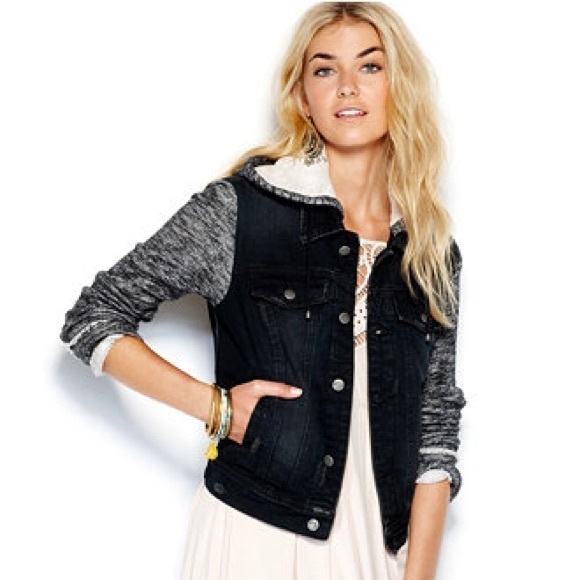 Free people denim jacket with hood
