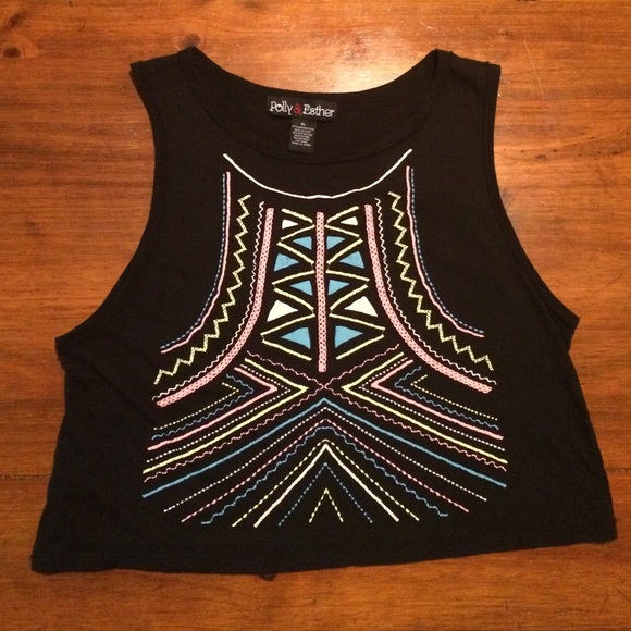 Crop Neon Tribal Print Tank