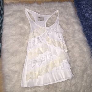 Abercrombie kids white ruffled tank