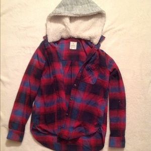 American Eagle "vintage boyfriend" hooded flannel