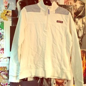 Vineyard vines seersucker 3/4 zip sweatshirt