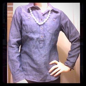 Toms chambray blue denim long sleeves shirt polo