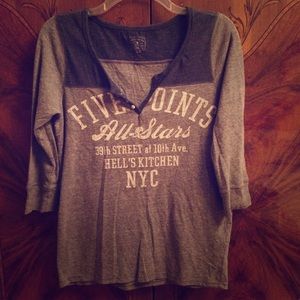 Lucky Brand Navy Blue & Gray Baseball Tee