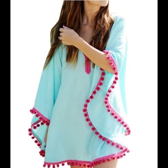 Blue Sheer Bikini Bathing Suit Beach Cover Up SML