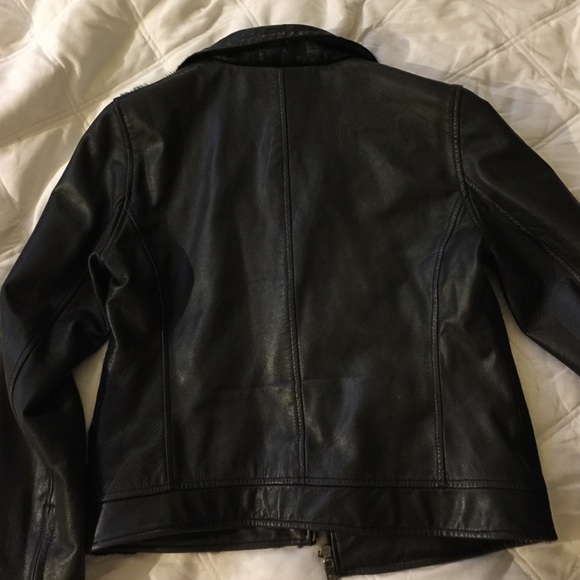 GUESS Frega black leather & cow hair biker jacket - Picture 4 of 4