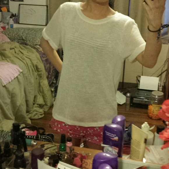 ❌bundled❌F21 creme knit t-shirt sz M - Picture 2 of 3