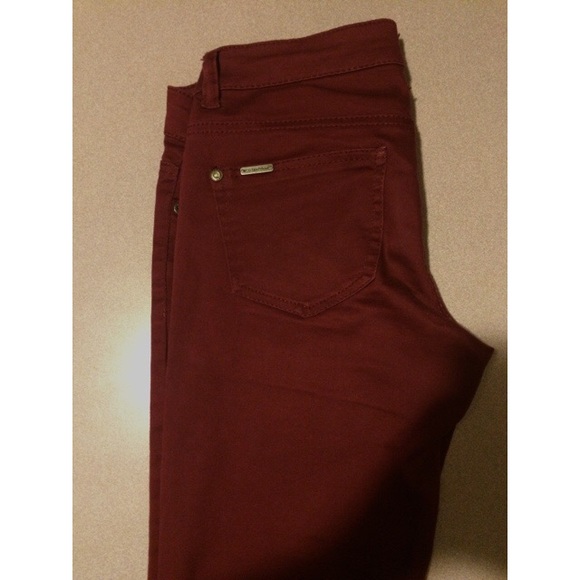 Burgundy skinny jeans!