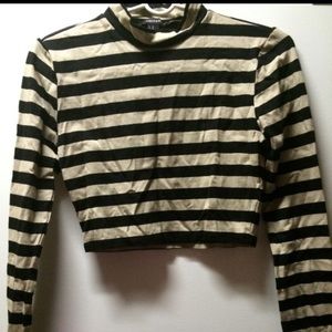 Striped Crop Top Black and Beige