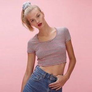 American Apparel Baby Rib Crop Top Striped