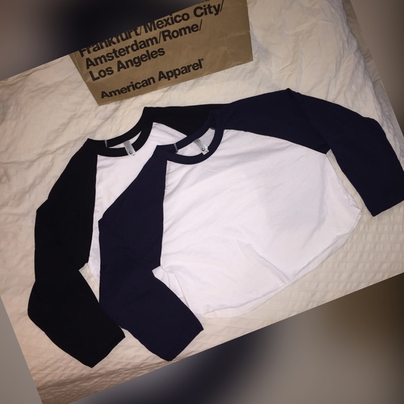 Raglan Sleeve Baseball Crop 3/4 Sleeve Poly-Cotton - Picture 2 of 3