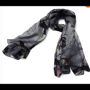 Scarf Floral Print  New Stylish (Grey)