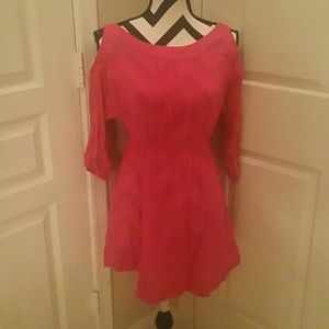 SALE! Open Shoulder Fuchsia Dress