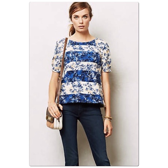 Anthropologie Tops - Anthropologie Floral Stripes Tee