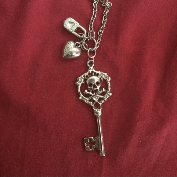 Skeleton key necklace with charms