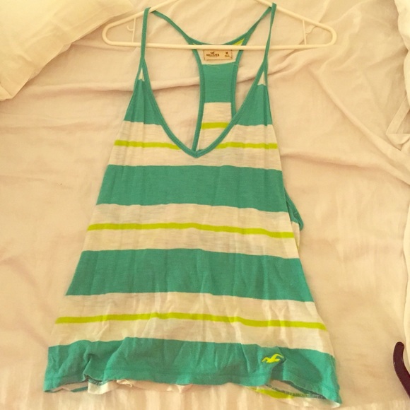 Hollister Green and white tank