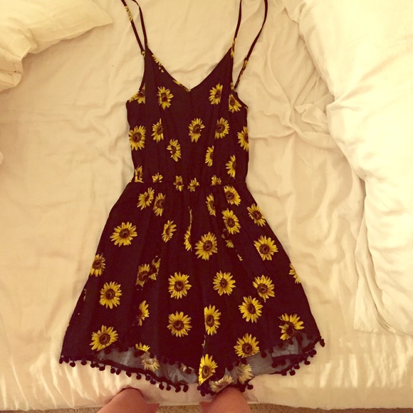 Black sunflower romper