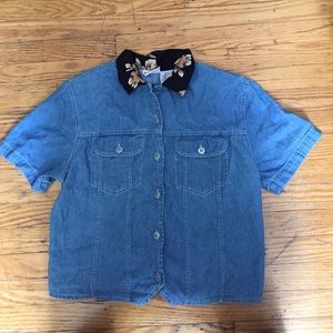 Vintage denim button up crop top
