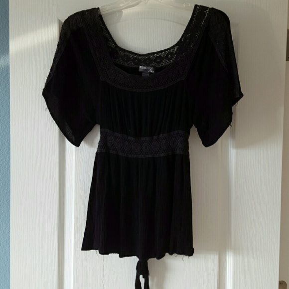 Poetry Tops - Black knit Babydoll top sz. Jr's large