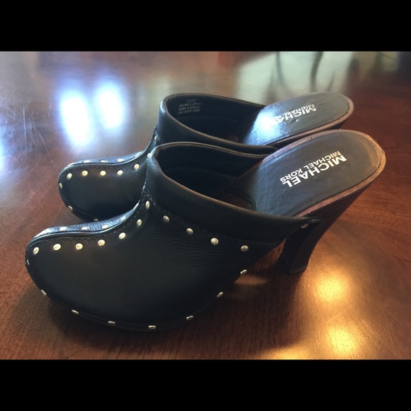 Michael Kors Studded Black Leather Clogs