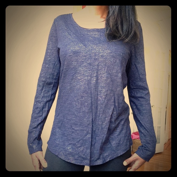 Navy and Metallic Ann Taylor Top