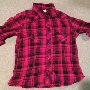 Pink plaid button up