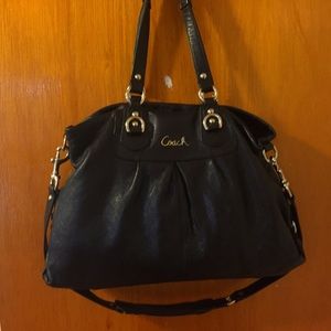 Authentic black leather coach bag